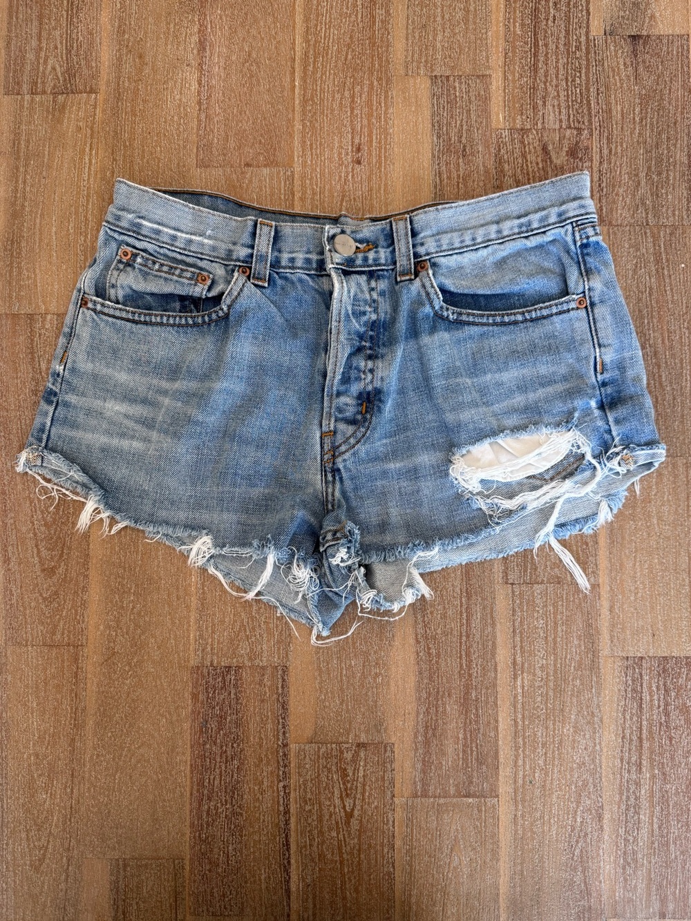 Nasty Gal Blue Jean Denim Cut Off Shorts 26 27 Small